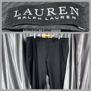 Ralph Lauren 100% Wool Pants 44x30 Straight‎ Classic Career Black Luxury Modern